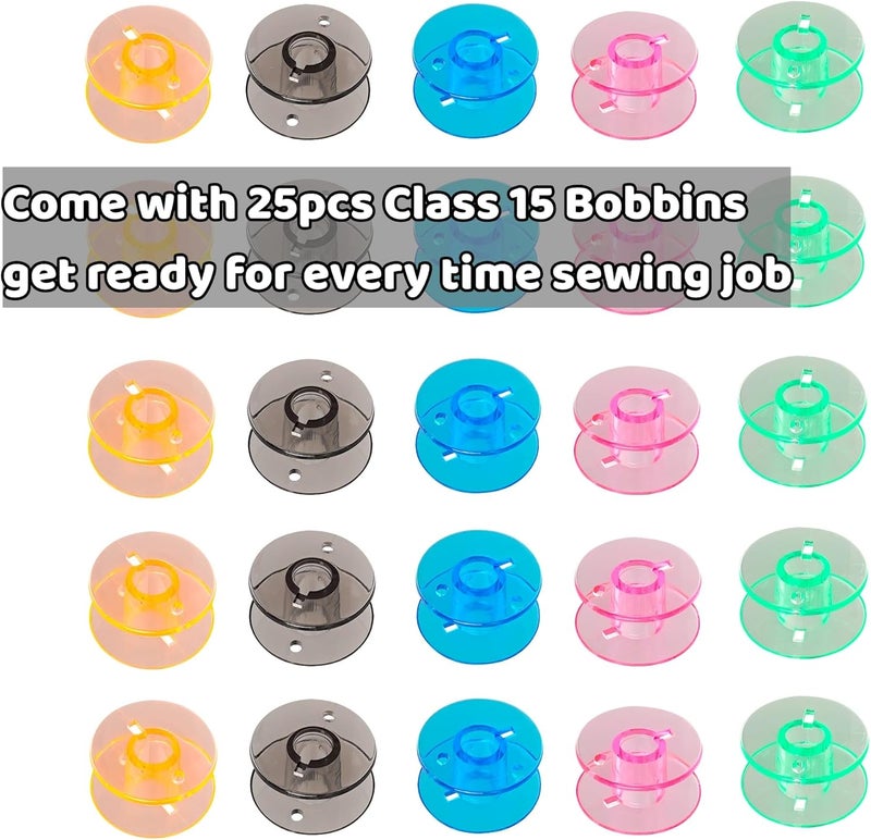 LRDCREEE Automatic Bobbin Winder Bobbin Winding Machine with Auto Stop Sensor, Large Spool Thread Holder and Extra 25 Pcs Class 15 Bobbins for Sewing Machine Thread Winding Use - Image 4